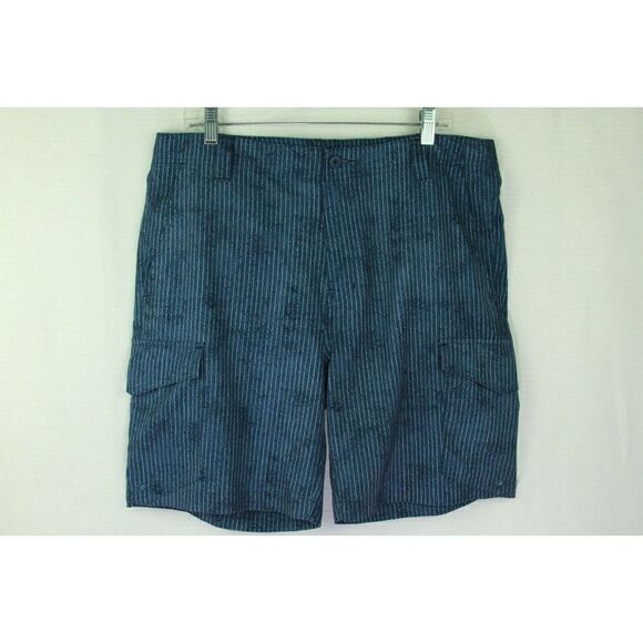 Subculture Shorts Blue Stripe Zip Mesh Pockets Hybrid Stretch 8" Inseam Mens 34 - Picture 1 of 6